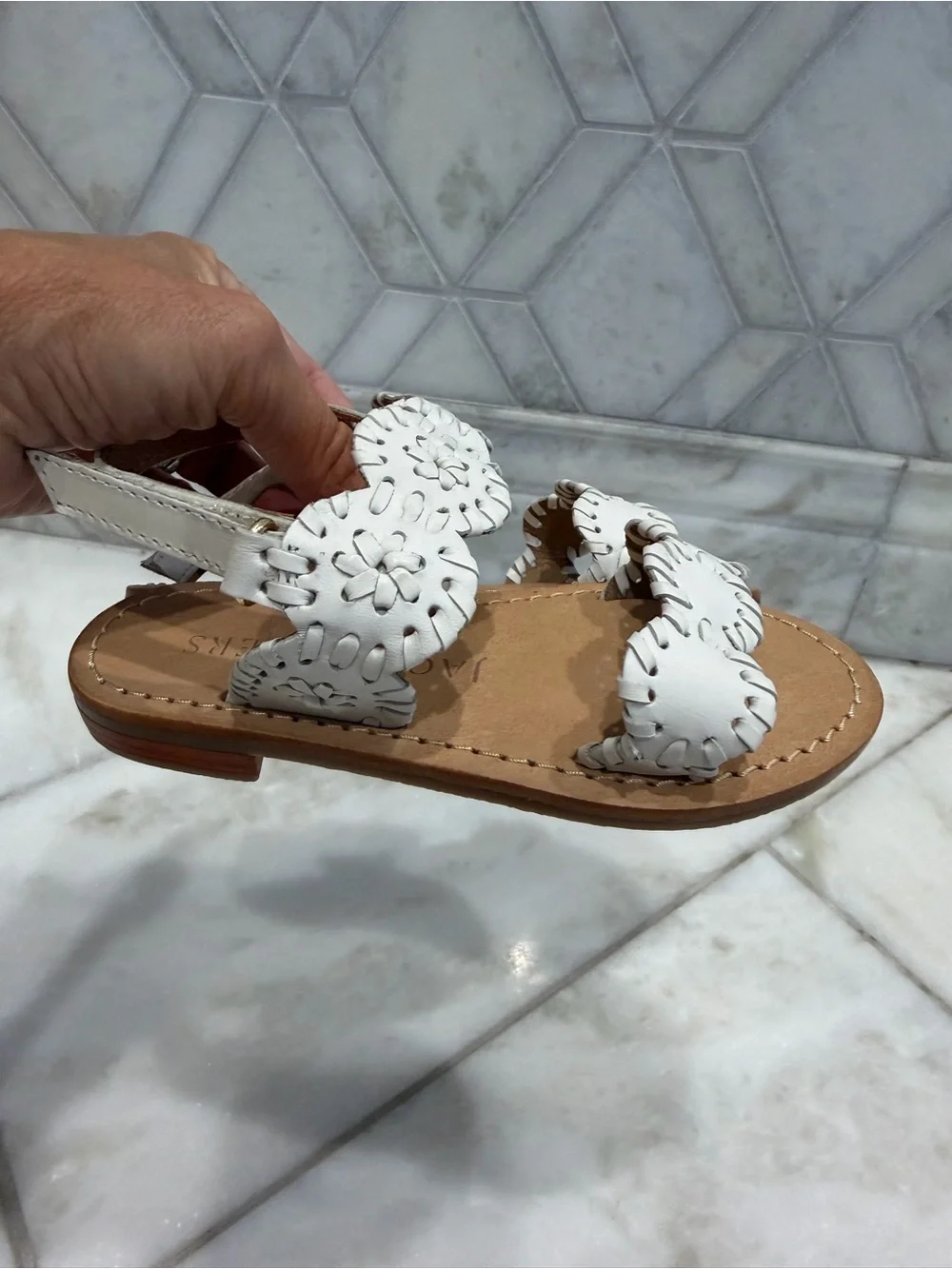 NWOT Size 9 Toddler Girls Jack Rogers White Leather Laurin Sandals